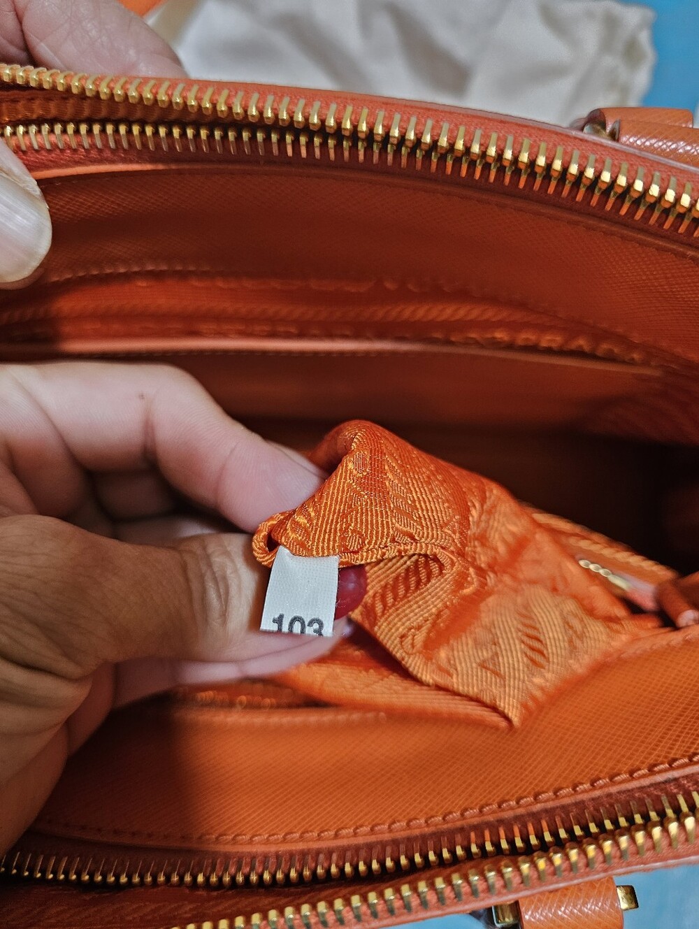 #43529-Prada Galleria PM bright orange Width-12inch Height-8 - Picture 13 of 15